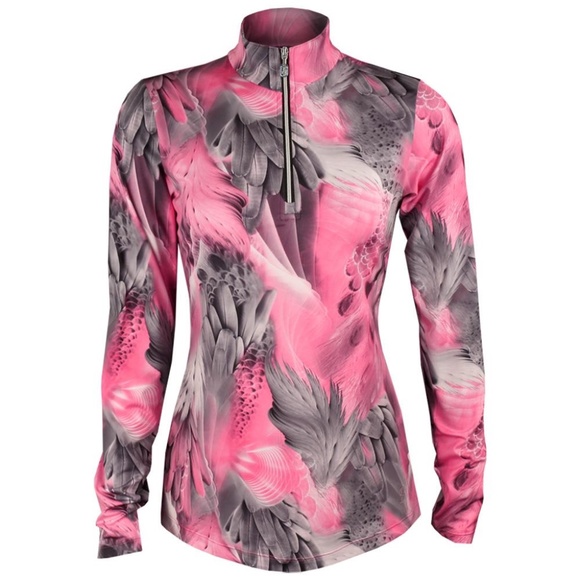 Sofibella Women's UV Feather 1/4 Zip - Phoenix Print -  Size Medium - NWT - Picture 1 of 11